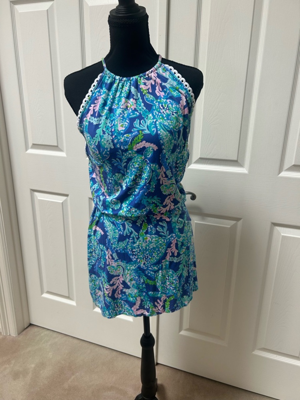 Lilly Pulitzer Gianni Skort Romper in Corsica Blue Turtle Villa XXS